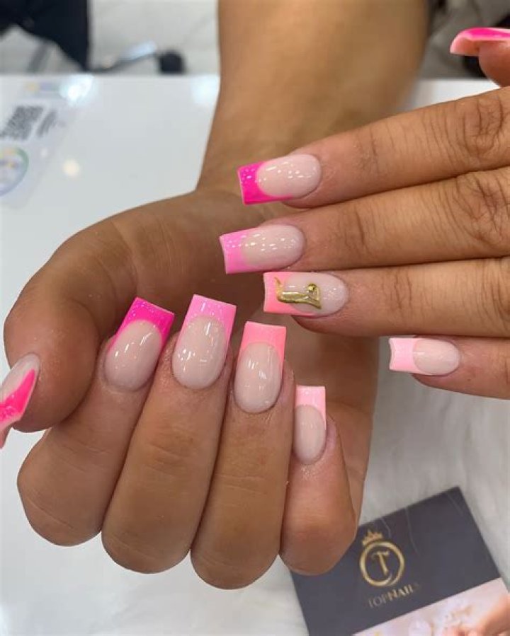 Pink French Tip Nails Toes